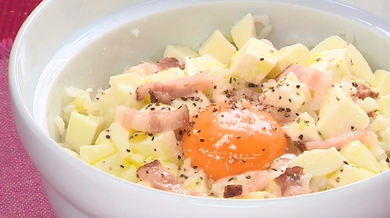 レンチンで簡単 チーズとろける カルボナーラ丼 の作り方 王様のブランチ ニュース テレビドガッチ