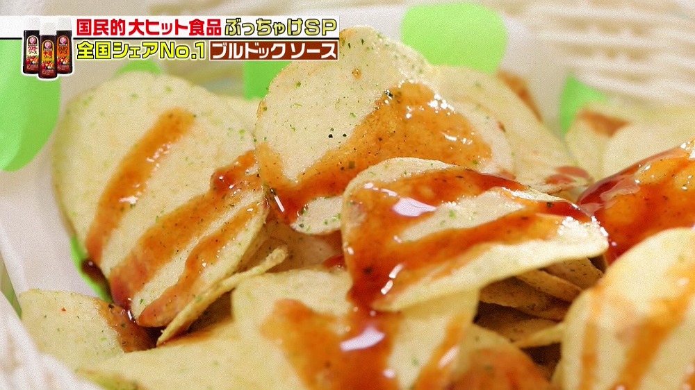のり塩味のポテトチップスにかけてたこ焼き風に