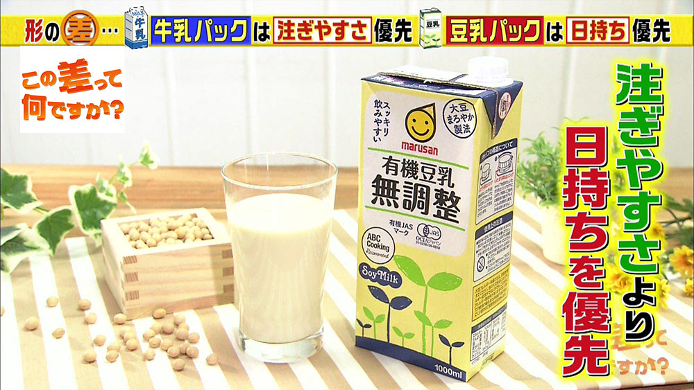 豆乳のパックが四角い直方体をしている理由は「日持ち」を重視しているため
