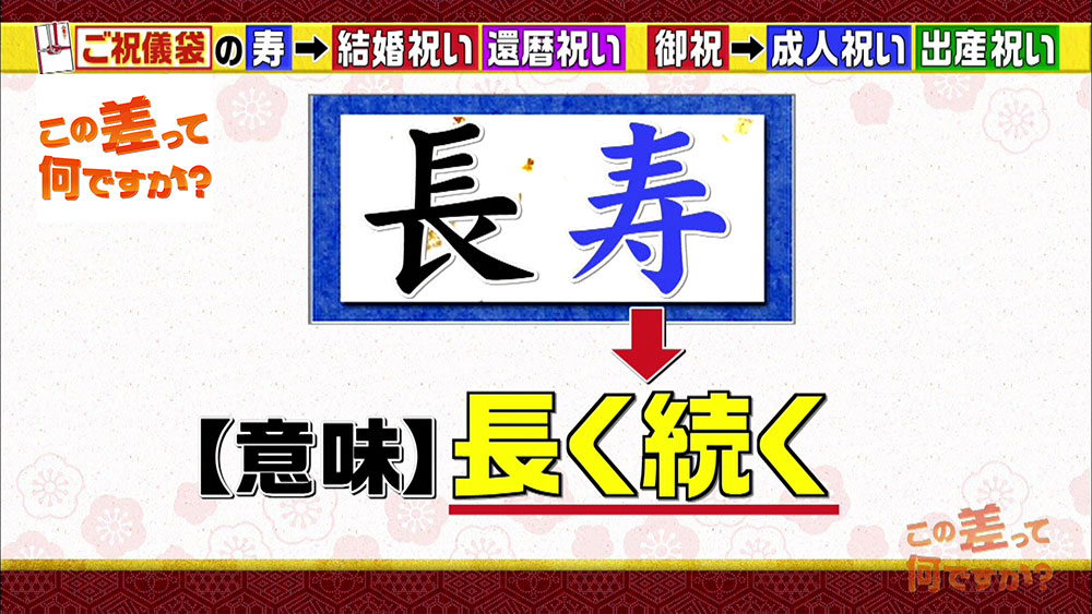 「永く続く」という意味がある「寿」の文字