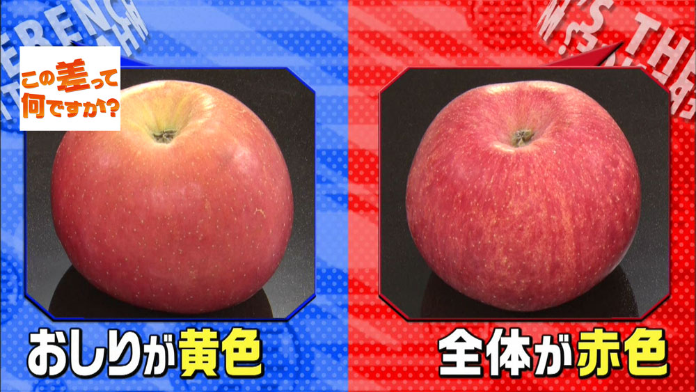 リンゴの色の差